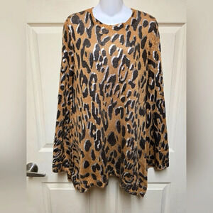 Mumu Mellow Women’s Metallic Animal Print Sweater Shirt Sz Med NWOT